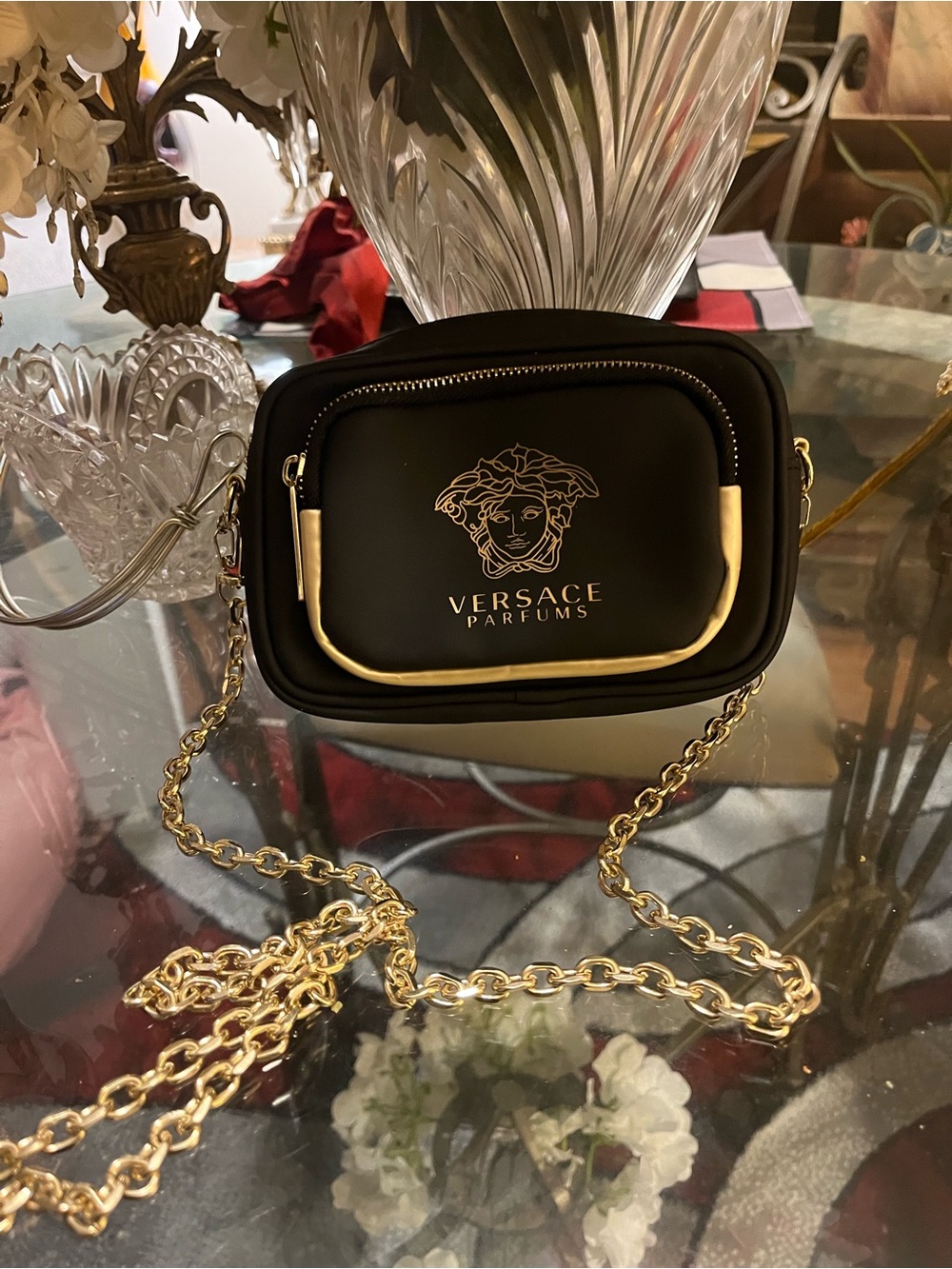 🔥AUTHENTIC Versace Black and Gold Medusa Shoulder Bag